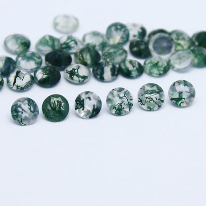 Natural Moss Agate Lot 3x3 MM Round Shape Faceted Gemstone Lot