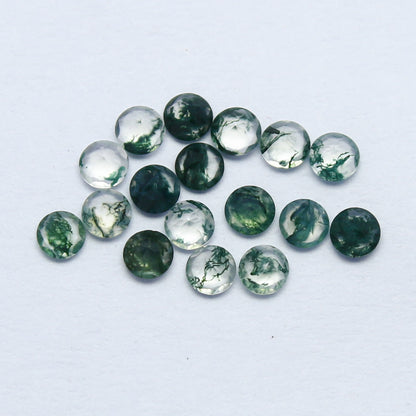 Natural Moss Agate 2.5x2.5 MM Round Shape Faceted Gemstone 17 Piece Lot