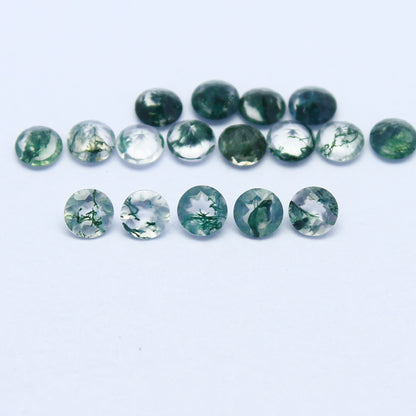 Natural Moss Agate 2.5x2.5 MM Round Shape Faceted Gemstone 17 Piece Lot