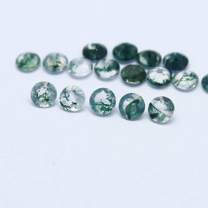 Natural Moss Agate 2.5x2.5 MM Round Shape Faceted Gemstone 17 Piece Lot