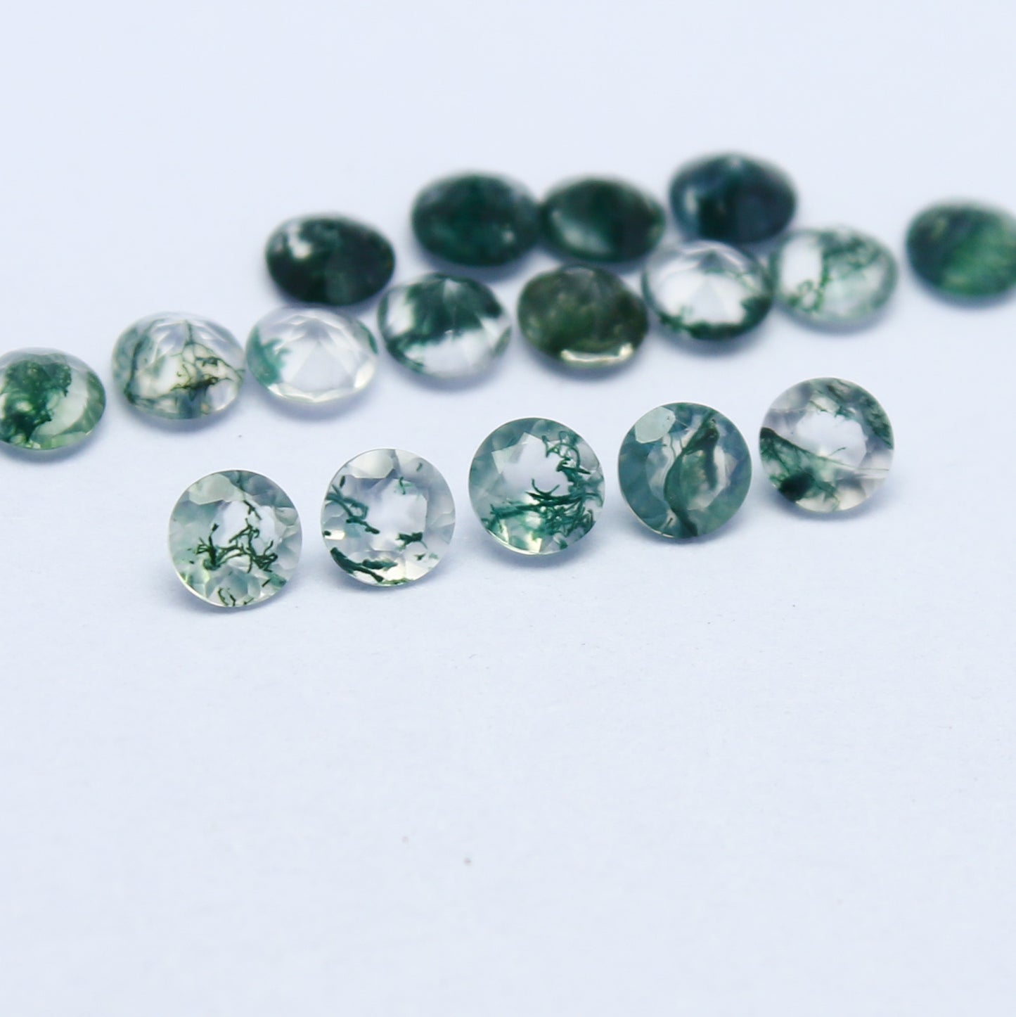 Natural Moss Agate 2.5x2.5 MM Round Shape Faceted Gemstone 17 Piece Lot