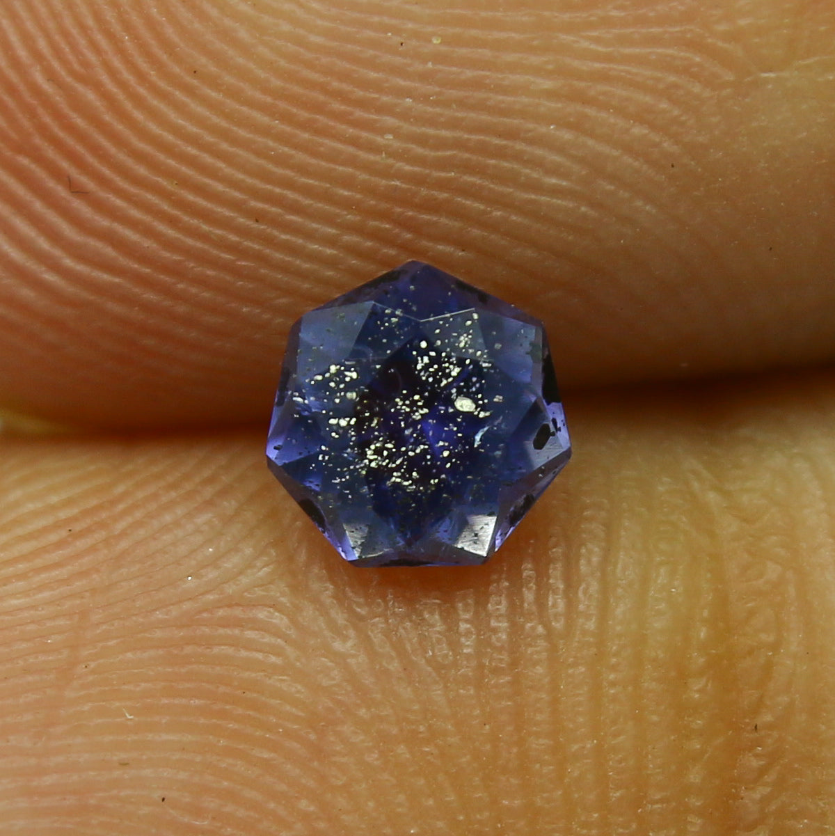 Natural Iolite Sunstone 0.46 Carat 5.2x5.2 MM Heptagon Shape Faceted Gemstone