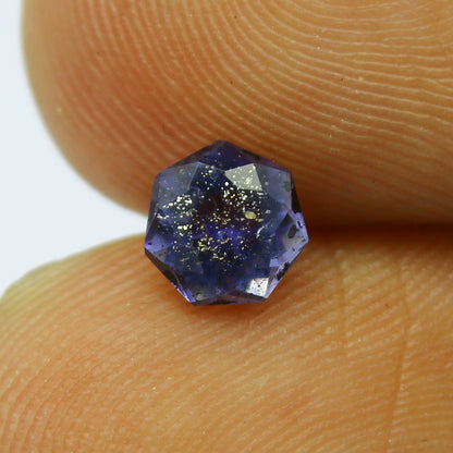 Natural Iolite Sunstone 0.46 Carat 5.2x5.2 MM Heptagon Shape Faceted Gemstone