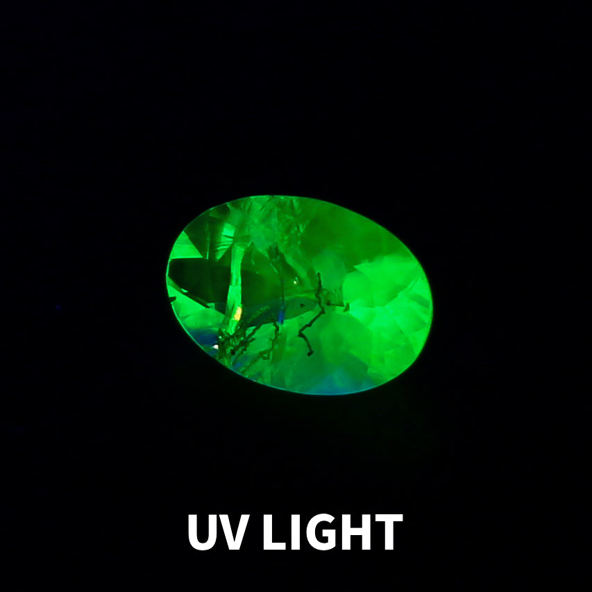 Natural Daylight Fluorescent Hyalite Opal 0.41 Carat 5.6x3.9 MM Oval Shape Faceted Gemstone