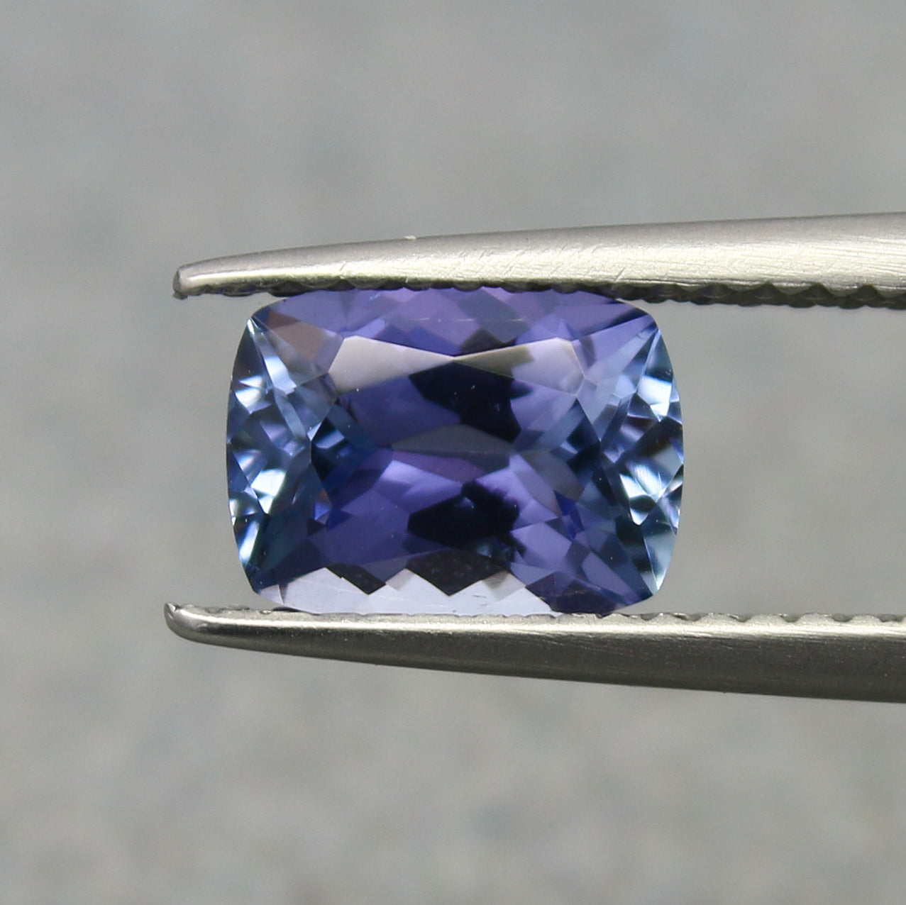 Natural Bi-Color Tanzanite 1.53 Carat 7.8x6 MM Cushion Shape Faceted Gemstone