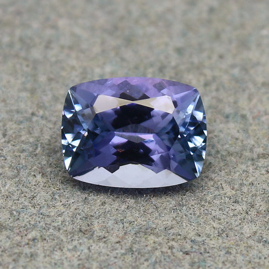 Natural Bi-Color Tanzanite 1.53 Carat 7.8x6 MM Cushion Shape Faceted Gemstone