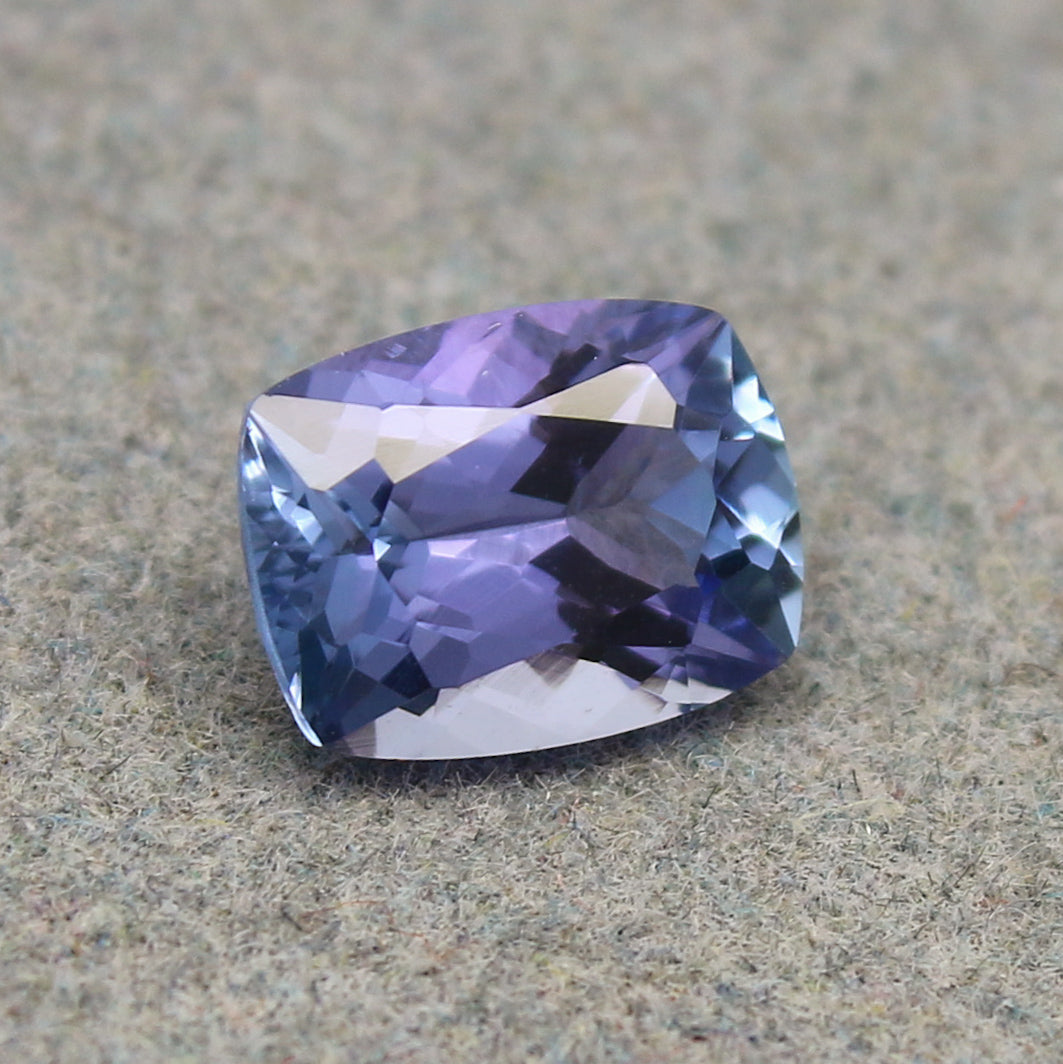 Natural Bi-Color Tanzanite 1.53 Carat 7.8x6 MM Cushion Shape Faceted Gemstone