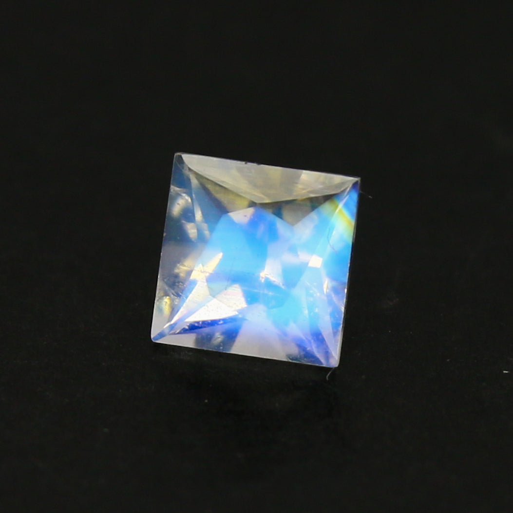 Natural Multi-Fire Rainbow Moonstone 0.68 Carat 5x5 MM Square Shape Faceted Gemstone