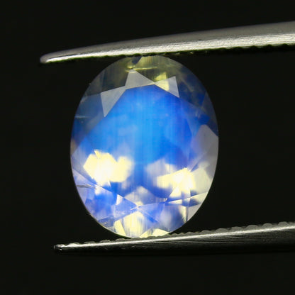 Natural Multi-Fire Rainbow Moonstone 2.53 Carat 10x8 MM Oval Shape Faceted Gemstone