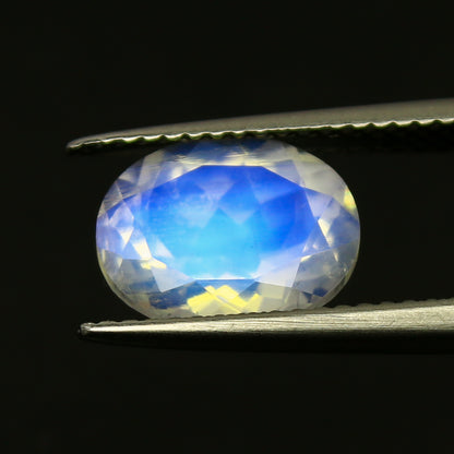 Natural Multi-Fire Rainbow Moonstone 2.53 Carat 10x8 MM Oval Shape Faceted Gemstone