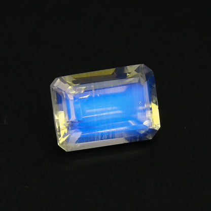 Natural Blue-Fire Rainbow Moonstone 2.56 Carat 10x7.1 MM Octagon Shape Faceted Gemstone