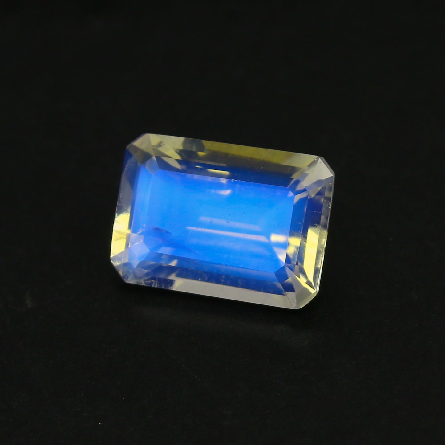 Natural Blue-Fire Rainbow Moonstone 2.56 Carat 10x7.1 MM Octagon Shape Faceted Gemstone