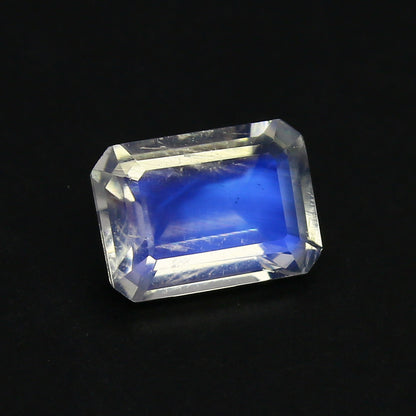 Natural Blue-Fire Rainbow Moonstone 2.45 Carat 10x7 MM Octagon Shape Faceted Gemstone