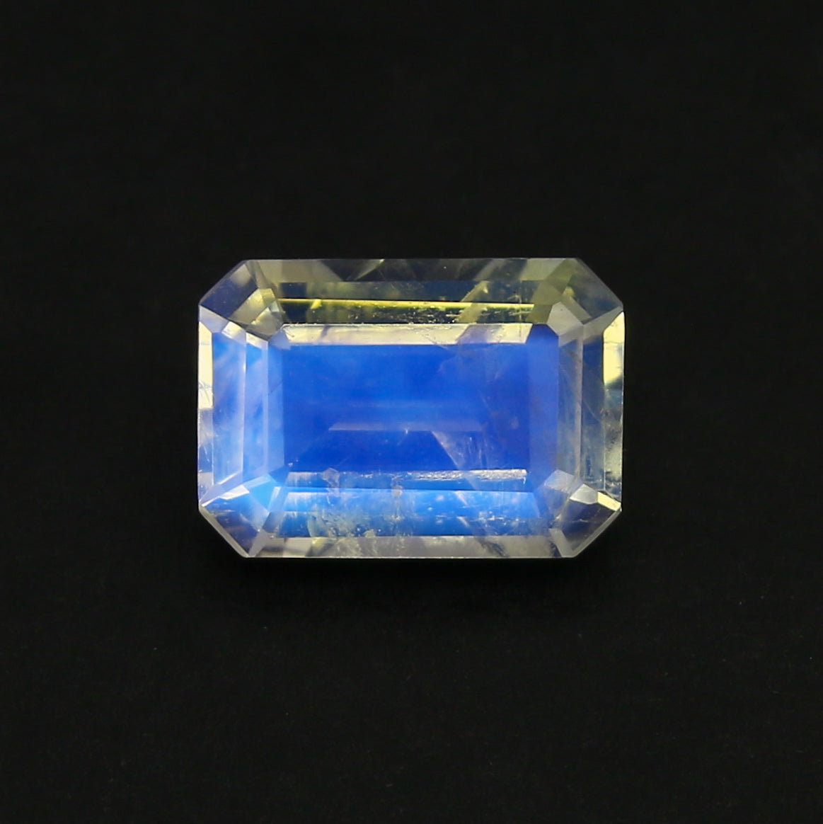 Natural Blue-Fire Rainbow Moonstone 2.43 Carat 10x7 MM Octagon Shape Faceted Gemstone