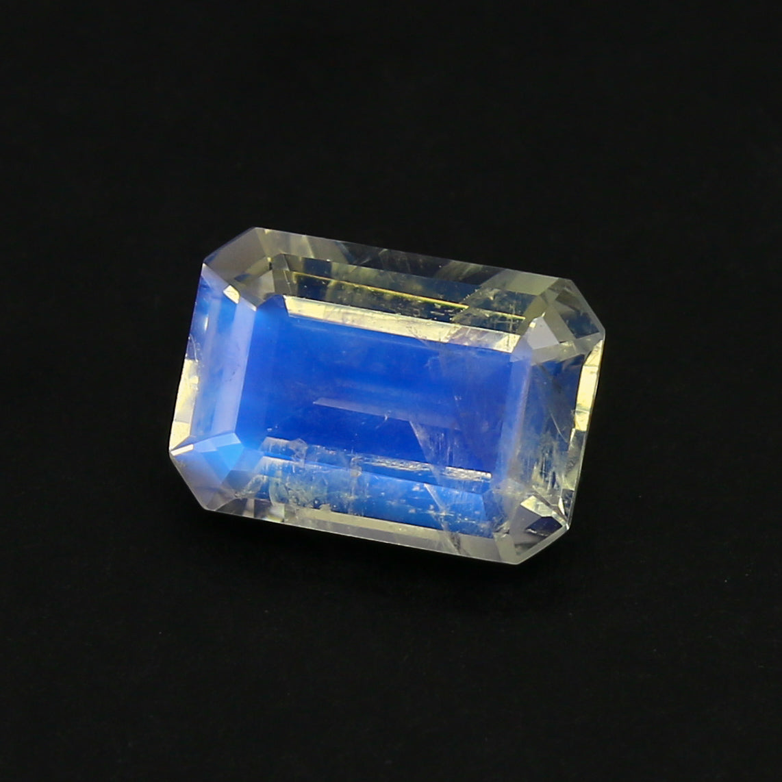 Natural Blue-Fire Rainbow Moonstone 2.43 Carat 10x7 MM Octagon Shape Faceted Gemstone