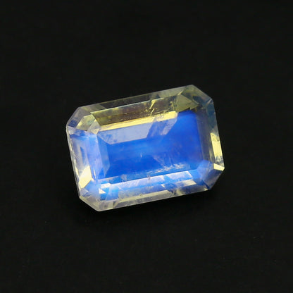 Natural Blue-Fire Rainbow Moonstone 2.43 Carat 10x7 MM Octagon Shape Faceted Gemstone