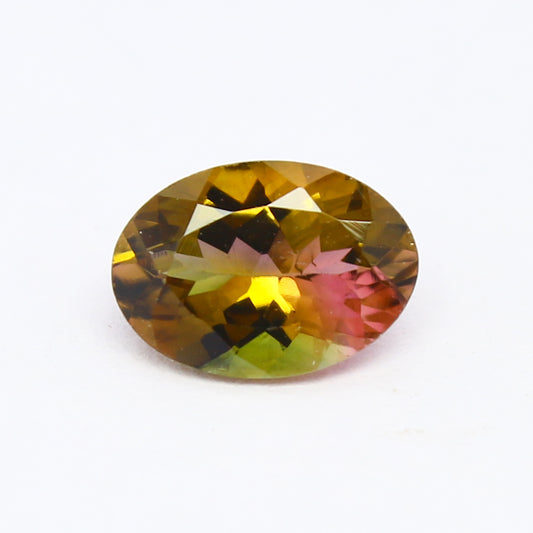 Natural Bi-color Tourmaline 1.20 Carat 8.5x6 MM Oval Shape Faceted Gemstone