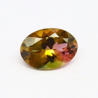 Natural Bi-color Tourmaline 1.20 Carat 8.5x6 MM Oval Shape Faceted Gemstone