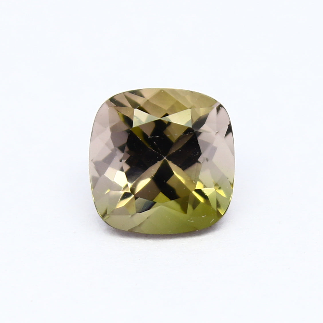 Natural Bi-Color Tourmaline 1.29 Carat 6.5x6.5 MM Cushion Shape Faceted Gemstone