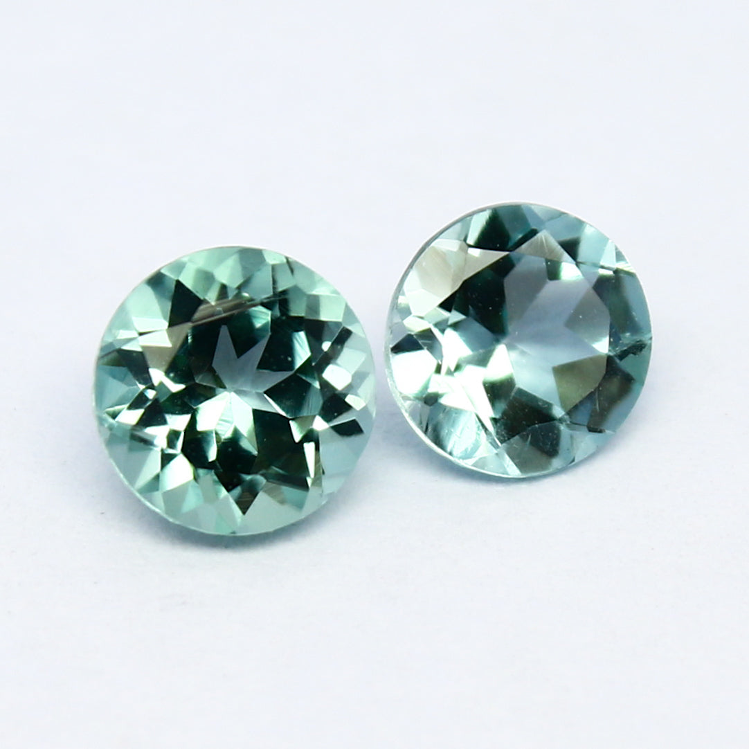 Natural Indicolite Tourmaline lot 1.00 Carat 5x5 MM Round Shape Faceted Gemstone 2 Piece Lot