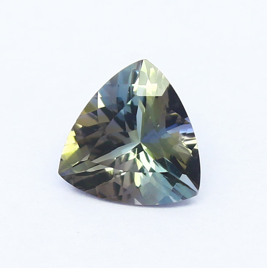 Natural Unheated Bi-Color Tanzanite 1.20 Carat 7.3x7.3 MM Trillion Shape Faceted Gemstone