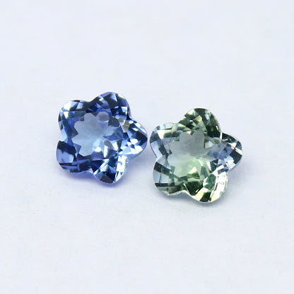 Natural Tanzanite Lot 0.79 Carat 4.7x4.7 MM Flower Cut Faceted Gemstone 2 Piece Lot