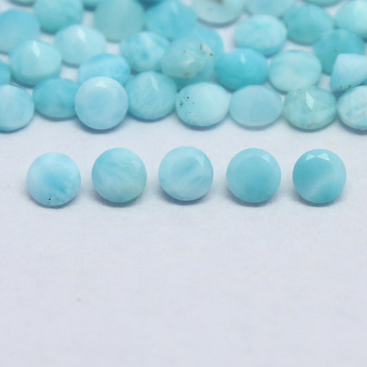 Natural Larimar Lot 2.5x2.5 MM Round Shape Faceted Gemstone Lot