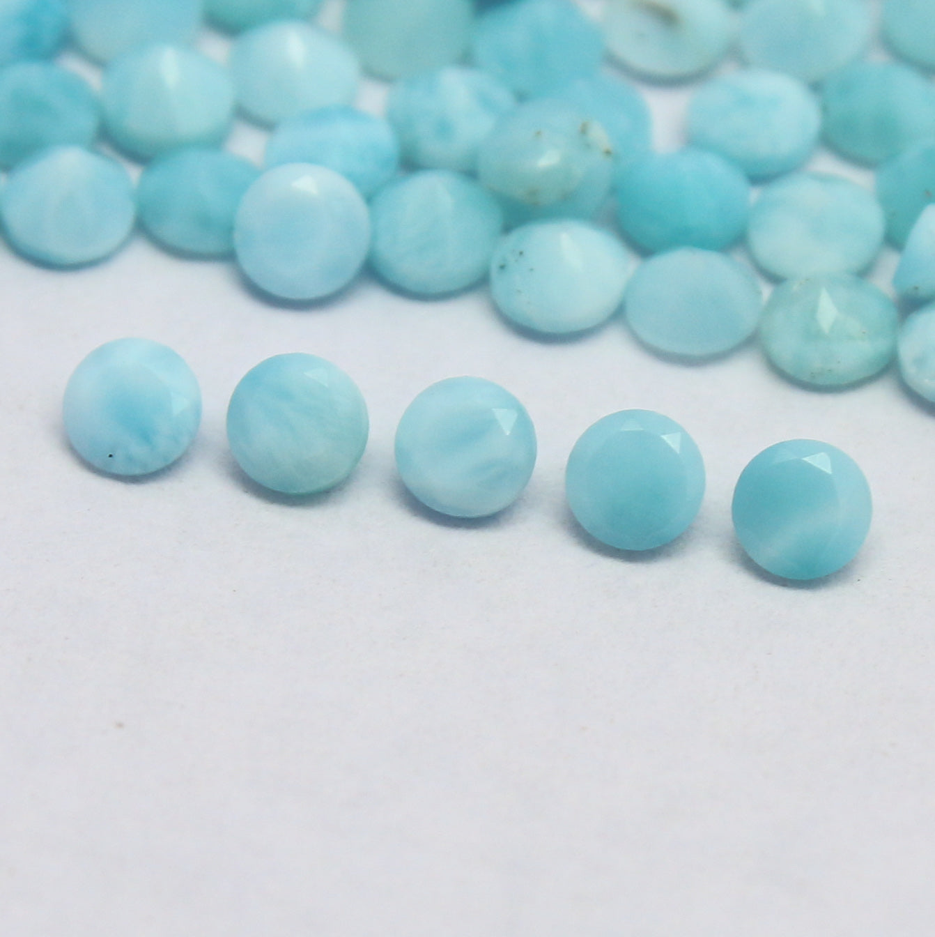 Natural Larimar Lot 2.5x2.5 MM Round Shape Faceted Gemstone Lot