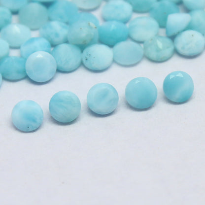 Natural Larimar Lot 2.5x2.5 MM Round Shape Faceted Gemstone Lot