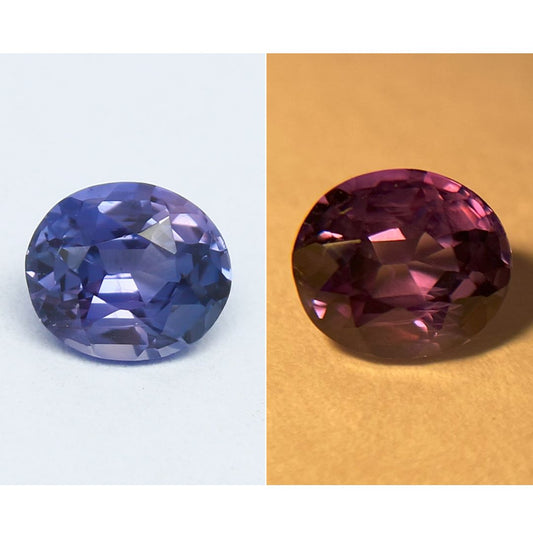 Natural Color Change Sapphire 0.94 Carat 6.3x5.4 MM Oval Shape Faceted Gemstone