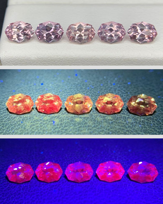 Natural Rare Dragon Garnet / Fluorescent Chromium Vanadium Malaya Garnet Lot 1.70 Carat 5x3.8 MM Fancy Shape Faceted Gemstone 5 Piece Lot