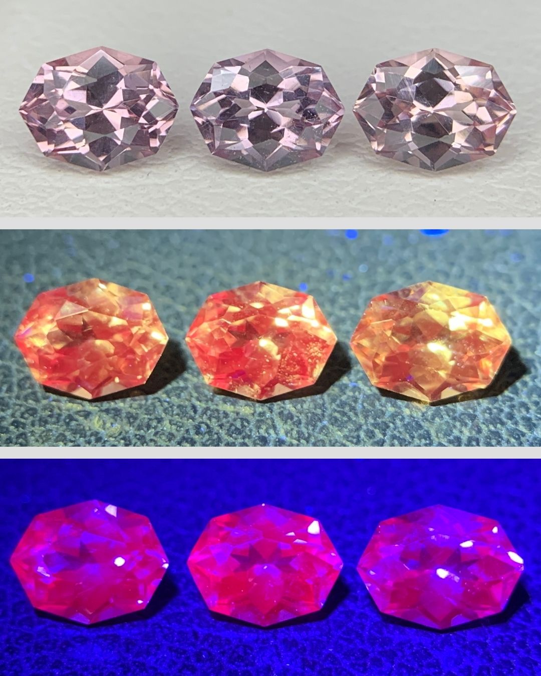 Natural Rare Dragon Garnet / Fluorescent Chromium Vanadium Malaya Garnet Lot 1.02 Carat 5x3.8 MM Fancy Shape Faceted Gemstone 3 Piece Lot