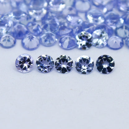Natural Blue Tanzanite Lot 2.5x2.5 MM Round Shape Faceted Gemstone Lot Tanzanite gemstone for eternity rings melee for gemstone projects