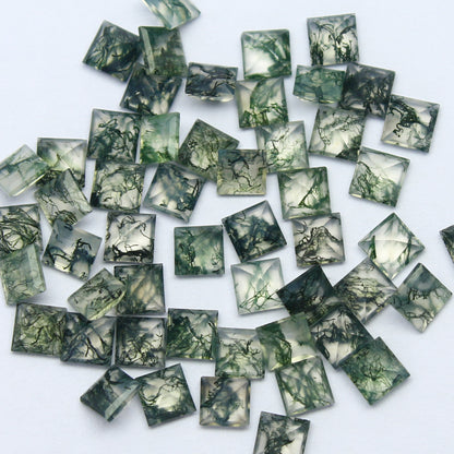 Natural Moss Agate Lot 4x4 MM Square Shape Faceted Gemstone Lot