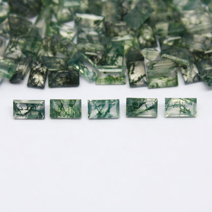 Natural Moss Agate Lot 5x3 MM Baguette Shape Faceted Gemstone Lot