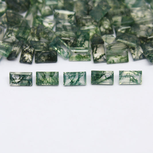 Natural Moss Agate Lot 5x3 MM Baguette Shape Faceted Gemstone Lot