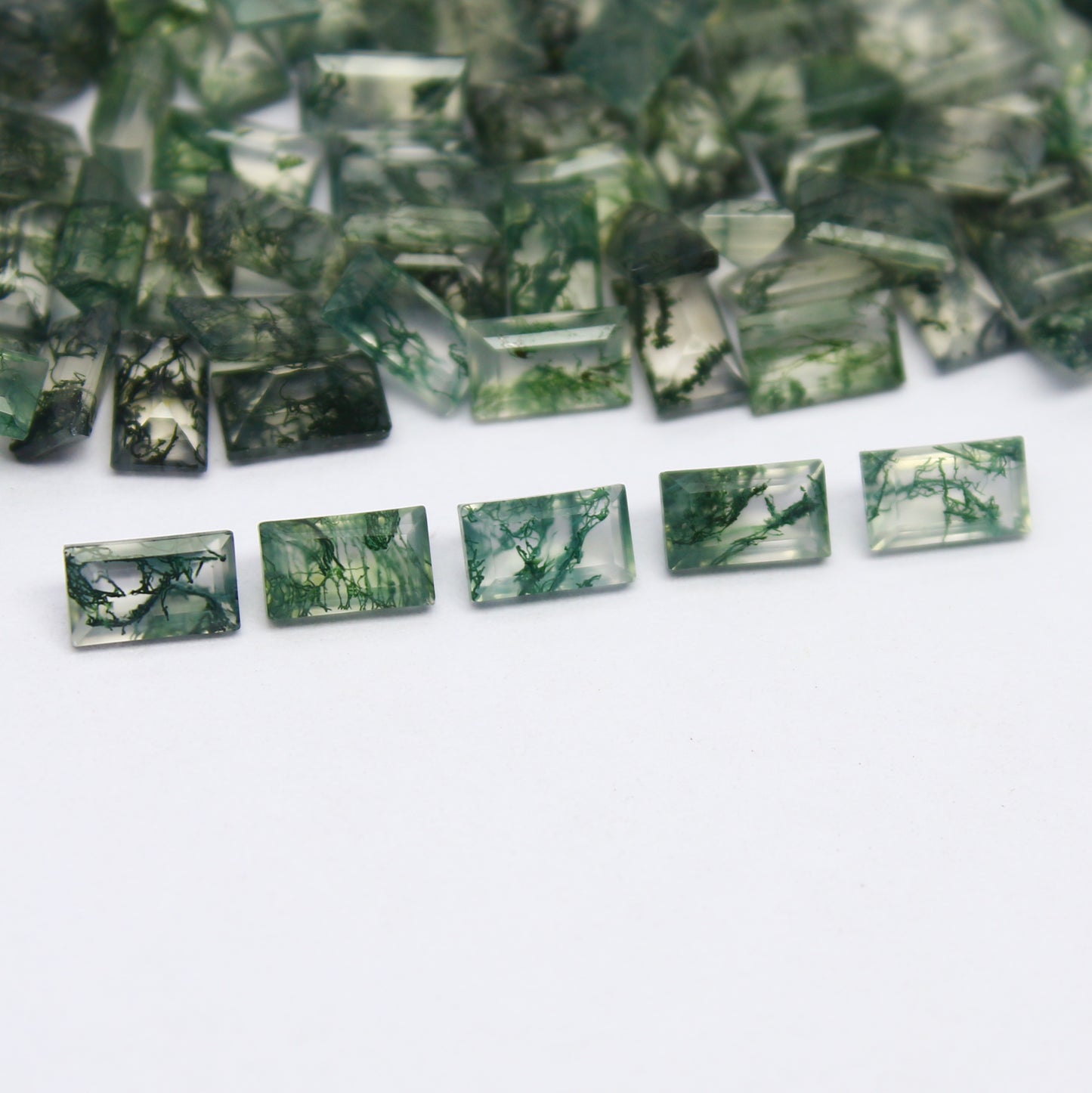 Natural Moss Agate Lot 5x3 MM Baguette Shape Faceted Gemstone Lot