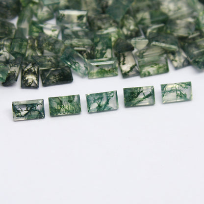 Natural Moss Agate Lot 5x3 MM Baguette Shape Faceted Gemstone Lot