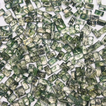 Natural Moss Agate Lot 5x3 MM Baguette Shape Faceted Gemstone Lot
