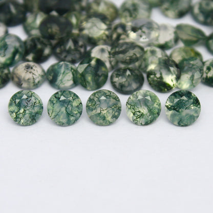 Natural Moss Agate Lot 4x4 MM Round Shape Faceted Gemstone Lot