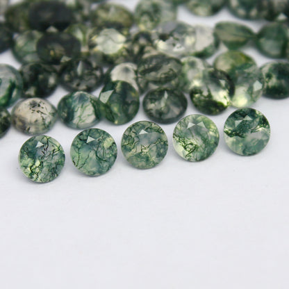 Natural Moss Agate Lot 4x4 MM Round Shape Faceted Gemstone Lot