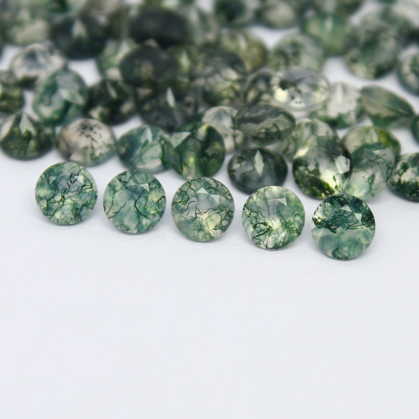 Natural Moss Agate Lot 4x4 MM Round Shape Faceted Gemstone Lot