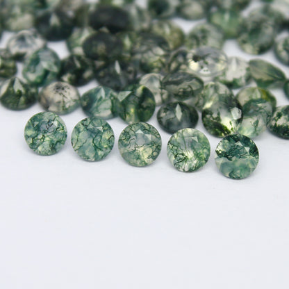 Natural Moss Agate Lot 4x4 MM Round Shape Faceted Gemstone Lot
