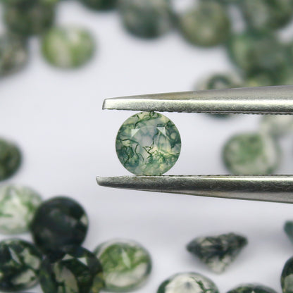 Natural Moss Agate Lot 4x4 MM Round Shape Faceted Gemstone Lot