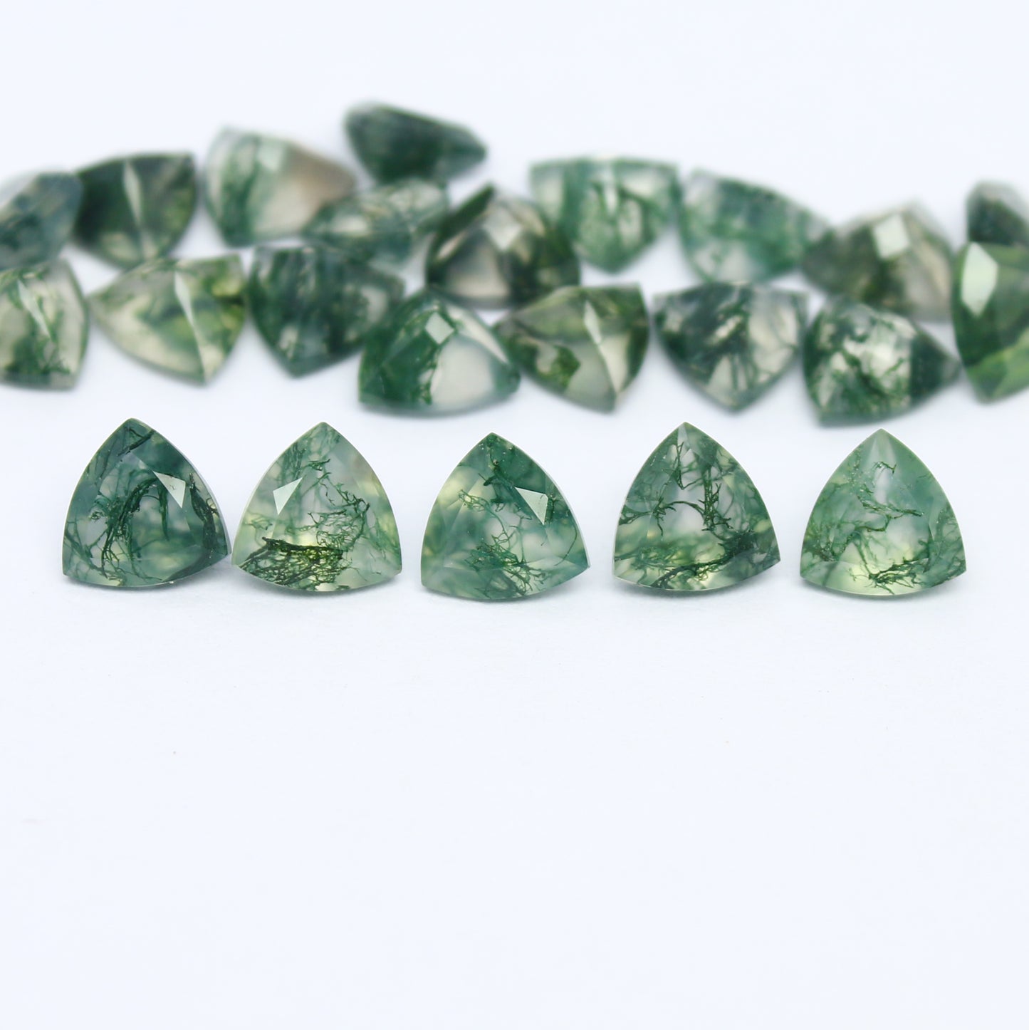 Natural Moss Agate Lot 6x6 MM Trillion Shape Faceted Gemstone Lot