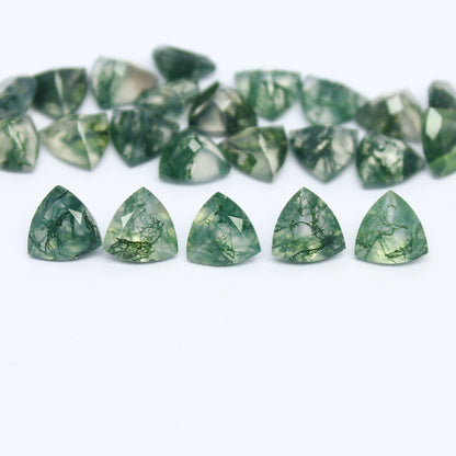 Natural Moss Agate Lot 6x6 MM Trillion Shape Faceted Gemstone Lot