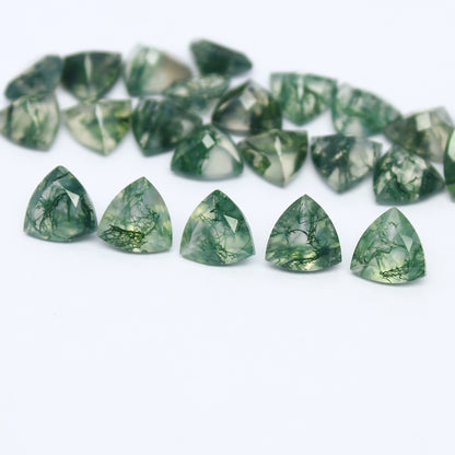 Natural Moss Agate Lot 6x6 MM Trillion Shape Faceted Gemstone Lot