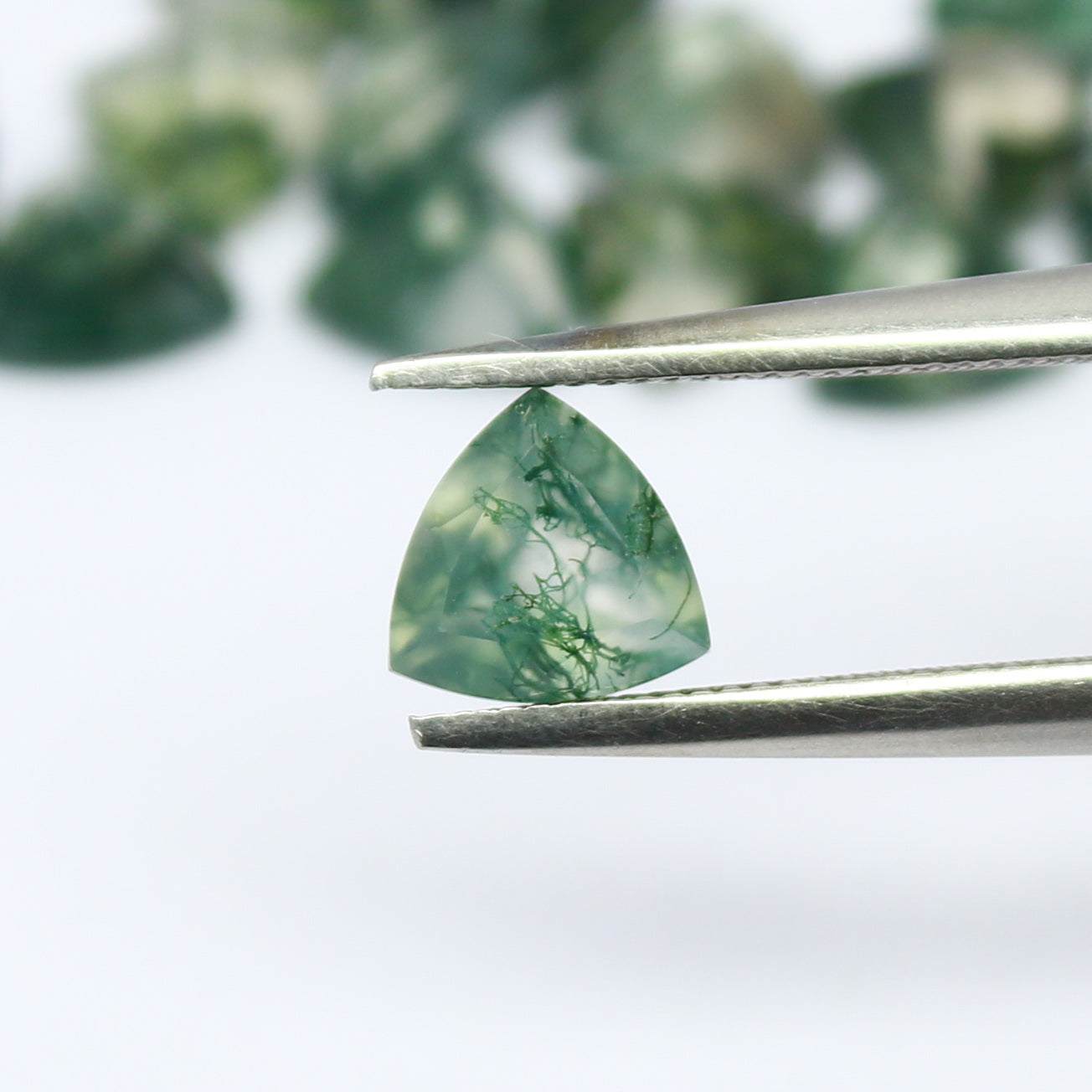 Natural Moss Agate Lot 6x6 MM Trillion Shape Faceted Gemstone Lot