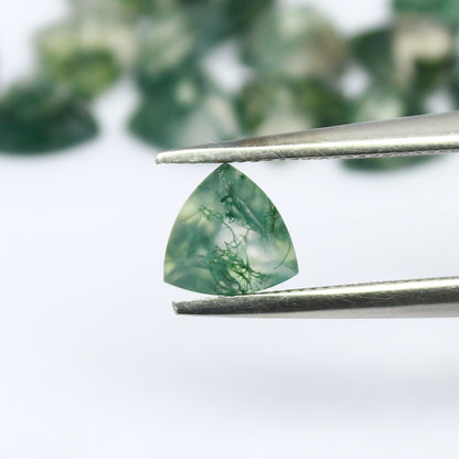 Natural Moss Agate Lot 6x6 MM Trillion Shape Faceted Gemstone Lot