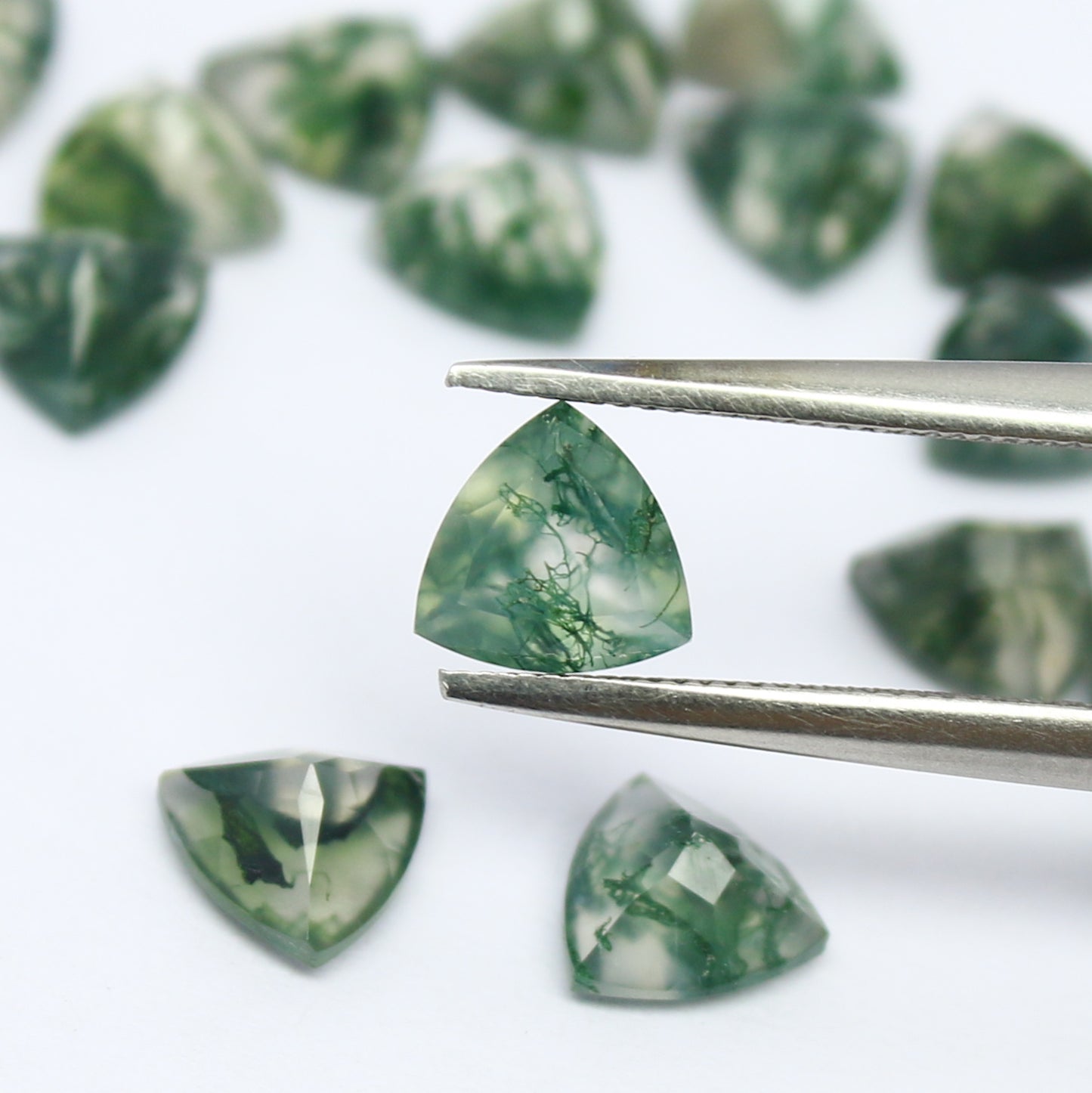 Natural Moss Agate Lot 6x6 MM Trillion Shape Faceted Gemstone Lot